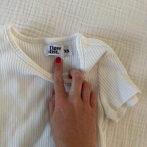 Tiger Mist White Ribbed T-Shirt